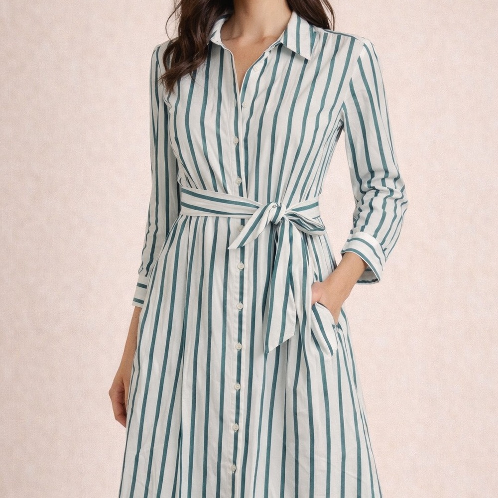 Universal Thread Teal and White Long Sleeve Dress